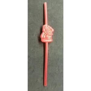 Vintage 1960's Christmas Santa Red Plastic Drinking Straw Hong Kong NOS